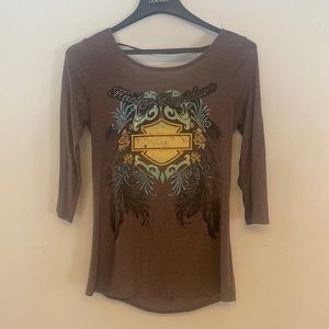 3/4 length sleeves Harley Davidson Top. L